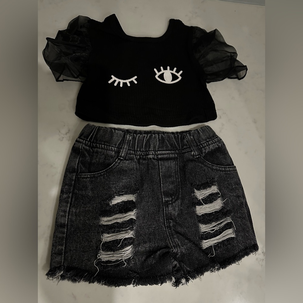 Kids Black Matching Set with Eye Design